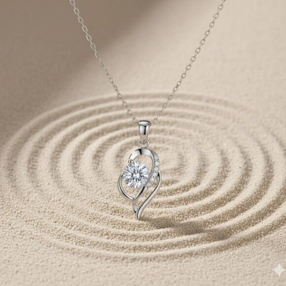 Sterling Silver Moissanite Necklace, Dainty 0.5 Carat Pendant, FOR HER!!!! - Picture 7 of 7